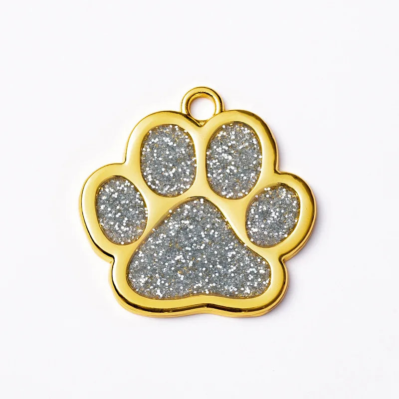 Premium Quality Zinc Alloy Pet Golden Footprints Dog Tag Pet Accessories Lovely Pet Jewelry Can Laser Logo