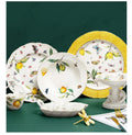 Italian Country Style Western Ceramic Steak Plate Eco-Friendly Gold Rim Dinner Plate with Lemon Design