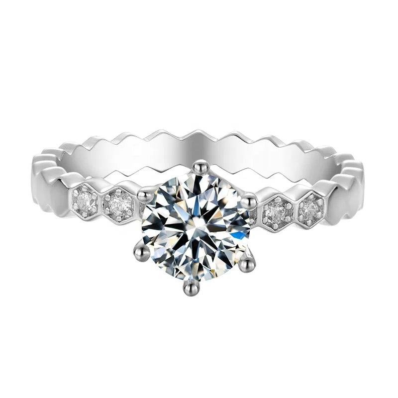 Elegant Ring Jewelry 1ct Moissanite Engagement Ring Silver 925 Jewelry Moissanite Ring Wedding