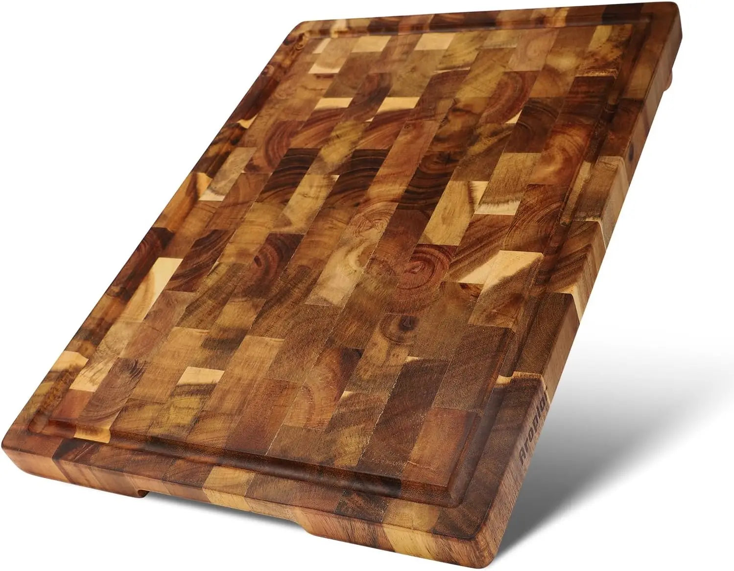 Large Thick Acacia Wooden Cutting Boards 17*12*1 Inch Kitchen Chopping Blocks Inner Handles Non-Slip Design Juice Groove