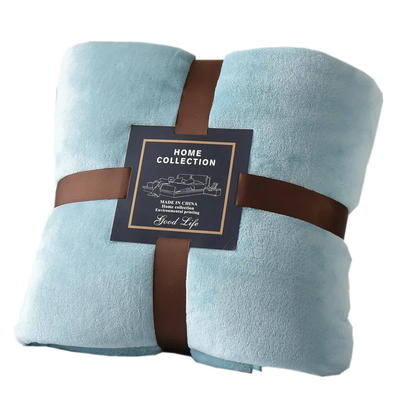 Winter Custom Super Soft Warm Solid Plain Color Bed Throw Sheets Coral Fleece Blanket for Travel Sleep Gift