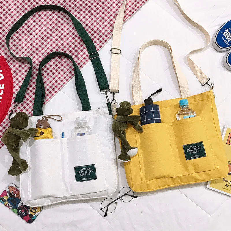 Wholesale Cheap Women's Canvas Large Shopping Tote Bag Fashion Cotton Shoulder Handbag Two Straps Embroidery Open Fabric Frame
