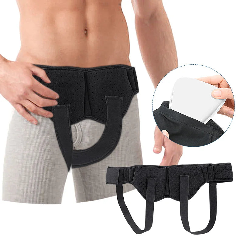 Men's Waist Strap Adjustable Umbilical Inguinal Bandage Removable Compression Pads Support Hernia Belt Exercise Equipment