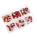 HFour 120 Pcs 3D Special Shaped Transparent Fluorescence Glass Nail Drill Set Six Boxes Flatback Heart 12 Facets Rhinestones