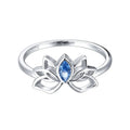 Elegant Yoga Silver Jewelry 925 Sterling Silver Tear Drop Zircon Stone Lotus Ring Wholesale