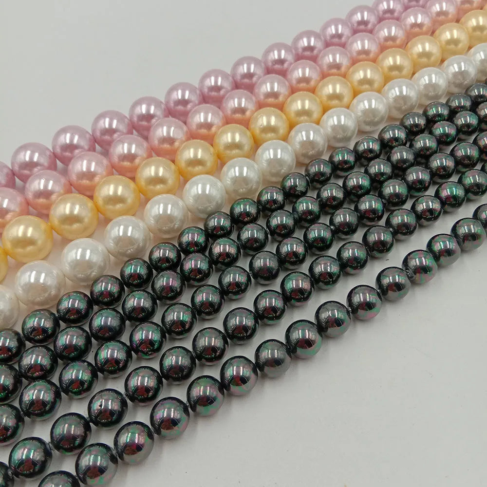 38 cm One Strand 5-16 mm Mother of Pearlsea-shell Pearlperfect Round Shape Full Hole Diy Pearl Jewelry Accessories Findings