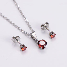 Fashion Colorful Zircon Steel Jewelry Sest Women's Stainless Steel Necklace Earrings Set for Wedding Accessories