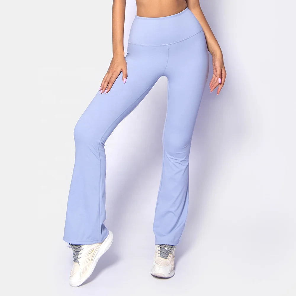 Fashion Bell Bottom Leggings for Women High Elastic Waist Solid Spandex/Nylon Boot Leg Pants Workout Fitness Bootleg Yoga