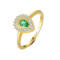 CZCITY Luxury Gold Plated 925 Sterling Silver Engagement Rings Water Drop Shape and Pear Cut Women Jewelry