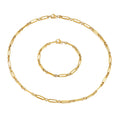 Custom 18k Gold Plating Stainless Steel Necklace Bracelet Set Women Jewelry Gift Accessories
