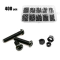 Total 400pcs/box M2 M M3 Black Mini Micro Phillips Cross Pan Round Head Screw Bolt Nut Set Assortment Kit