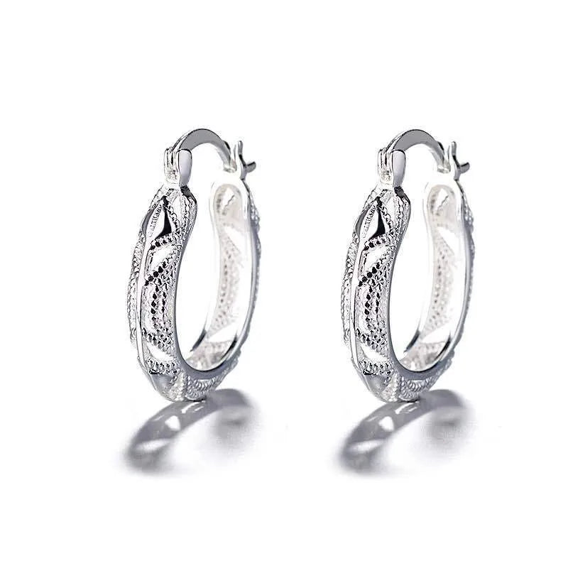 2025 Exaggerated Women's Mesh Shape Earrings Jewelry 925 Silver Plated Geometric Hoop Earrings for Mother's Day Lover