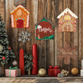 Merry Christmas Wooden Sign House Shape Wood Wall Sign Cute Home Wall Door Decoration With Gingerbread