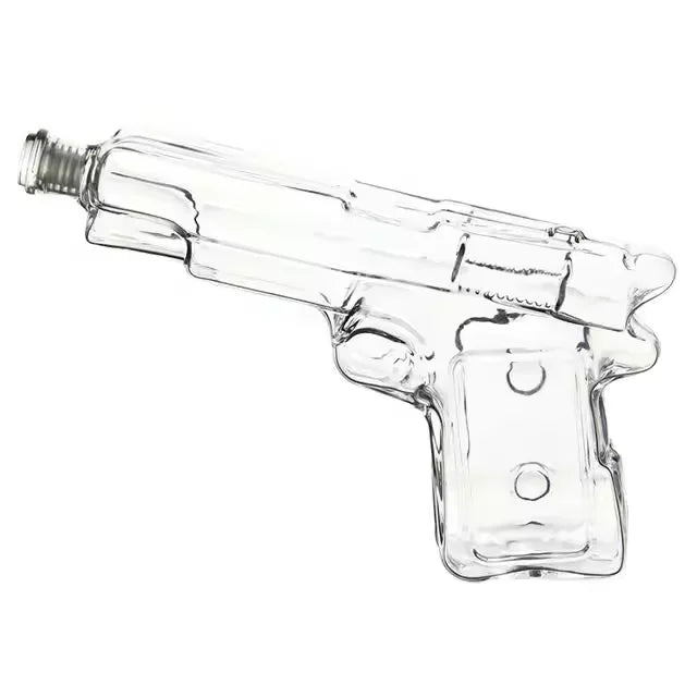 Empty 200ml Gun Shape Glass Bottle Customized 500ml  Vodka Whisky Liquor Spirit Bottle with Cork