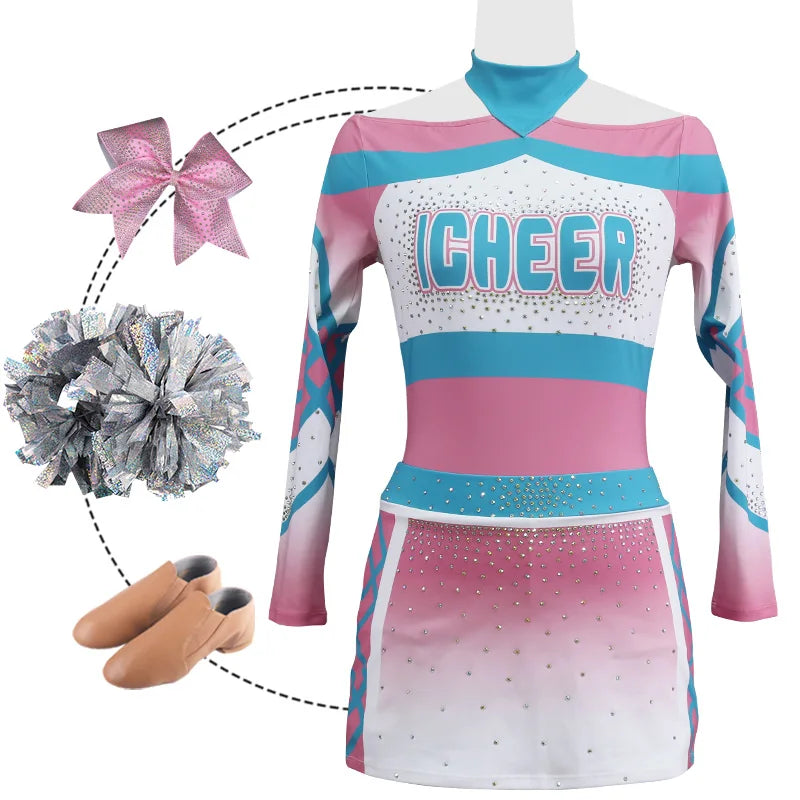Professional Kids Cheerleading Uniforms for Youth All-Star Club Tournament Sublimated Rhinestone Sparkle Cheer Wear