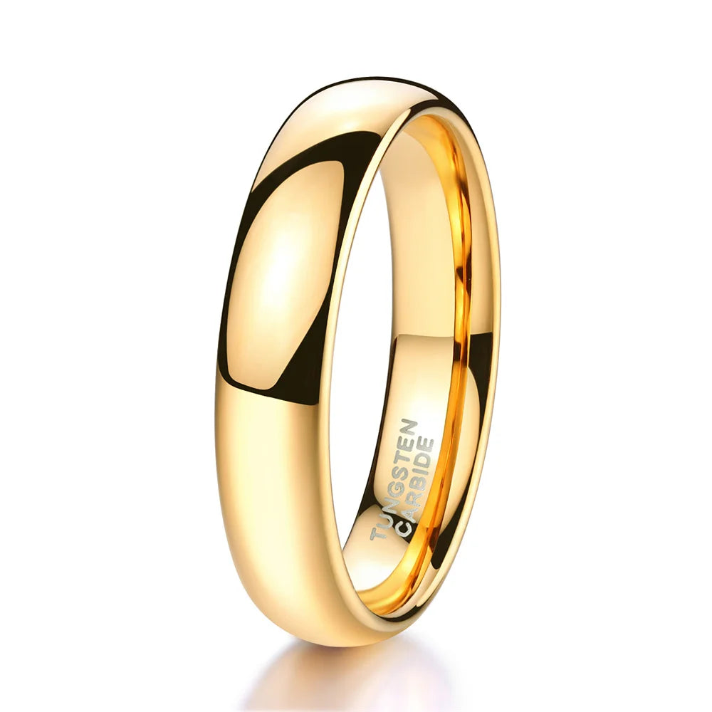 OAHLAN Classic 4mm Tungsten Ring Gold High Polished Gold Plated Tungsten Carbide Rings for Men Women Wedding Band Dropshipping