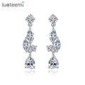 LUOTEEMI Trendy Woman Girl Accessory Geometric Big Drop Bohemian Jewelry Wedding Earing Zirconia Earrings