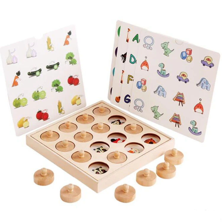 Educational Children Logic Thinking Matching Card Game Wooden Memory Chess Game
