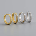 New Trendy 925 Sterling Silver Simple Micro Inlay Zircons 18k Gold Round Shape Hoop Earrings