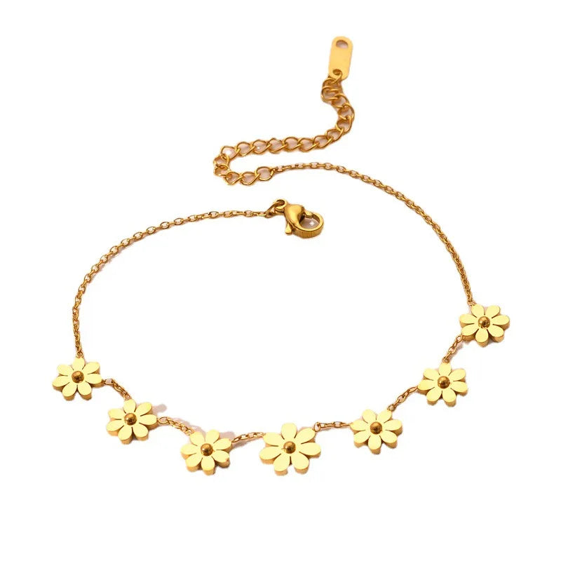 European and American Fashion Flower Bracelet Titanium Steel Rose Gold Non-fading Jewelry