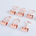 24Pcs/ Box 19mm Fresh Style Point Striation Dot Stripe Print Rose Gold Metal Binder Clips Notes Letter Office Paper Clip