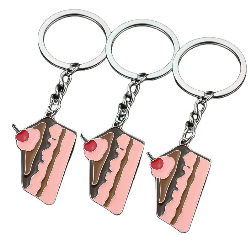 Cartoon Children's Key Chain Keyring  Metal Cake Gift for  Girl  Handbag Pendant Keychain for Women