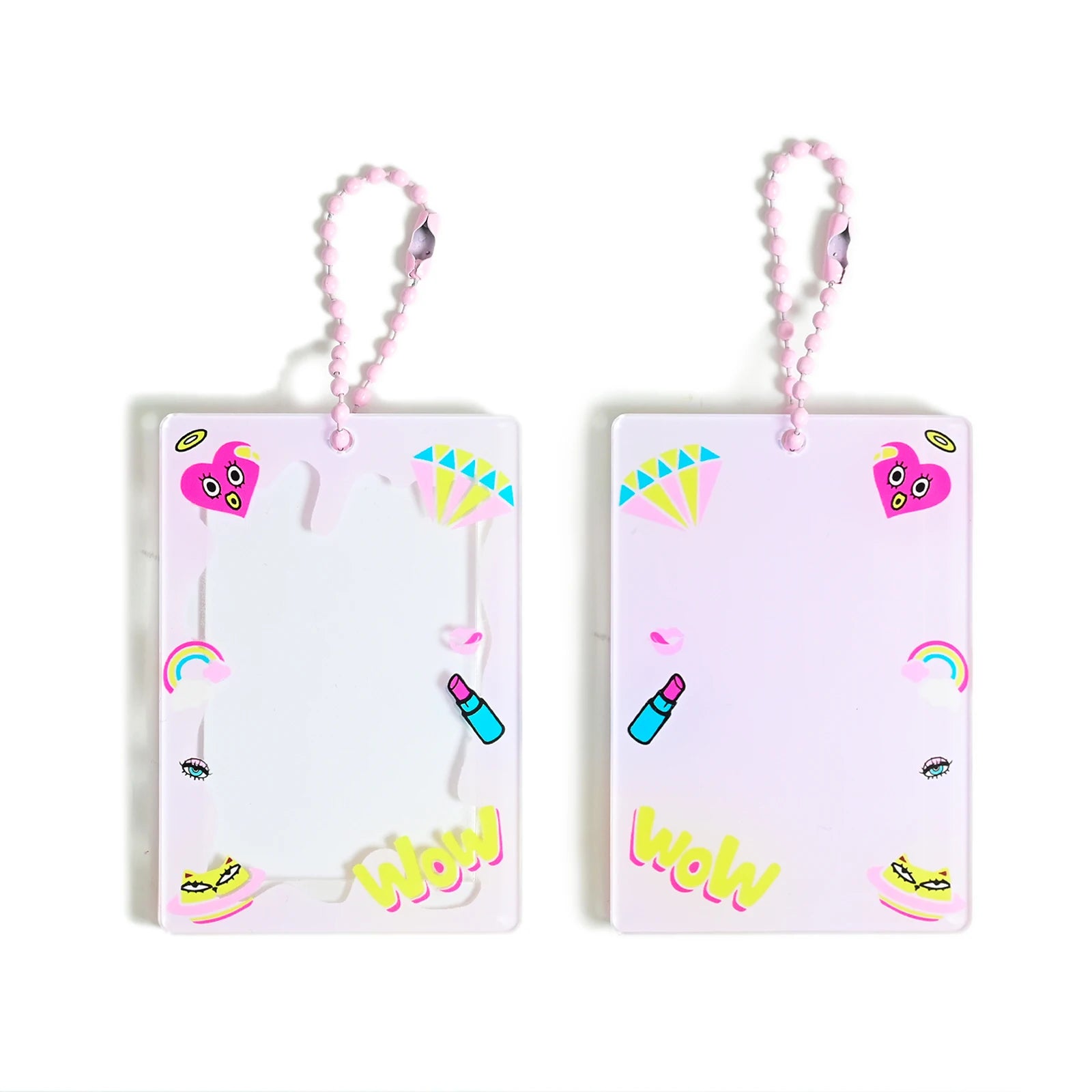 Wholesale Cute Acrylic Photocard Holder Keyrings Custom Kpop Anime Photo Keychains Epoxy Resin Charms