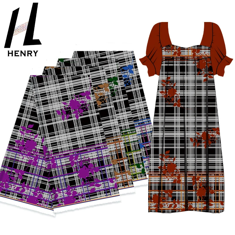 Henry Retro High Style Polyester Printed Digital Fabrics for Garment Woman Fashion Dress JK Plaid Fabric Cloth