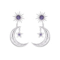 2022 Fashion Jewelry Bohemian Pendant Earrings Stones Long Earring Women Ladies Party Moon and Stars Golden Color Earring