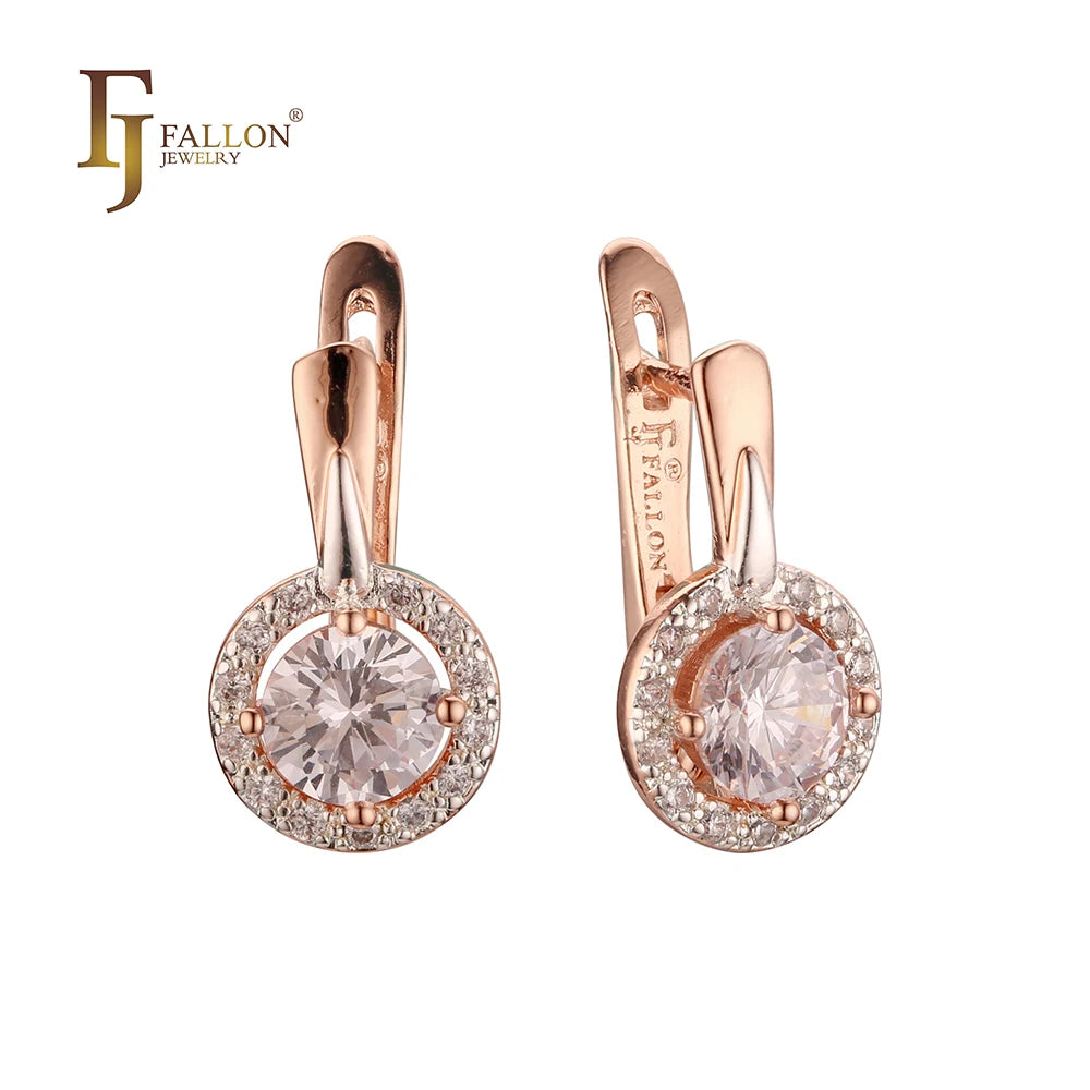 FJ Fallon Fashion Jewelry Earrings Plated in 585 Rose Gold Two Tone Brass Based