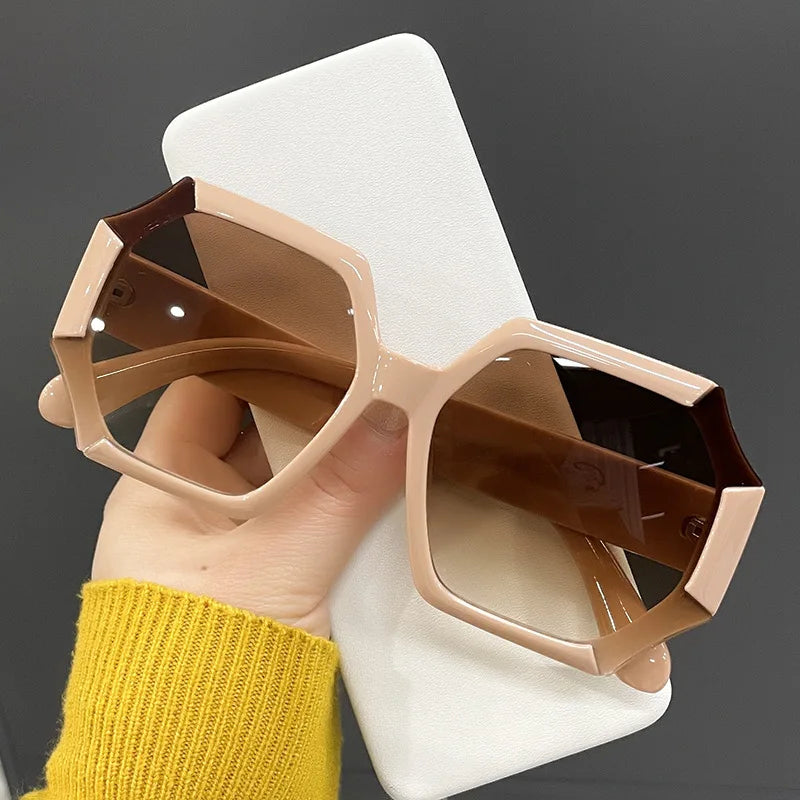 New Fashion Personality Irregular Men's Sunglasses Custom Logo Retro Large Frame Gradient Color Women's Sunglasses Wholesale
