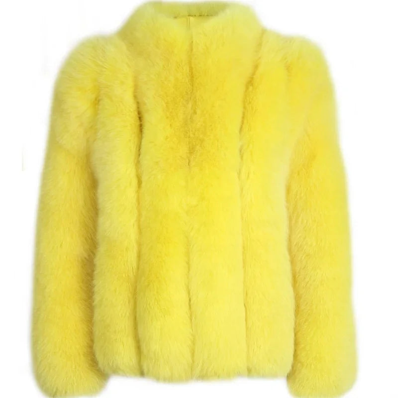 Winter Warm Girls Fur Coat Outerwear Fox Fur Jacket for Ladies