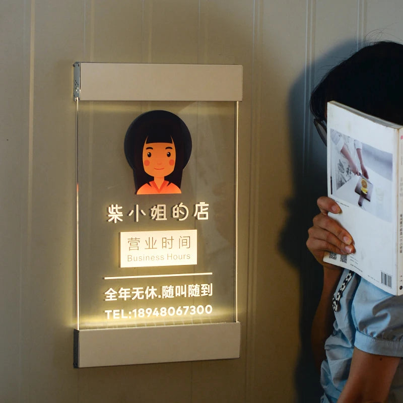 Acrylic Luminous Door Sign Customised Simple and Lovely Style Dress Shop Billboard Light Box