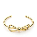 Luxury Elegant Women's Custom Brass Bowknot Twisted 18K Gold Plated Cuff Bracelet Women's Gold Filled Bangle