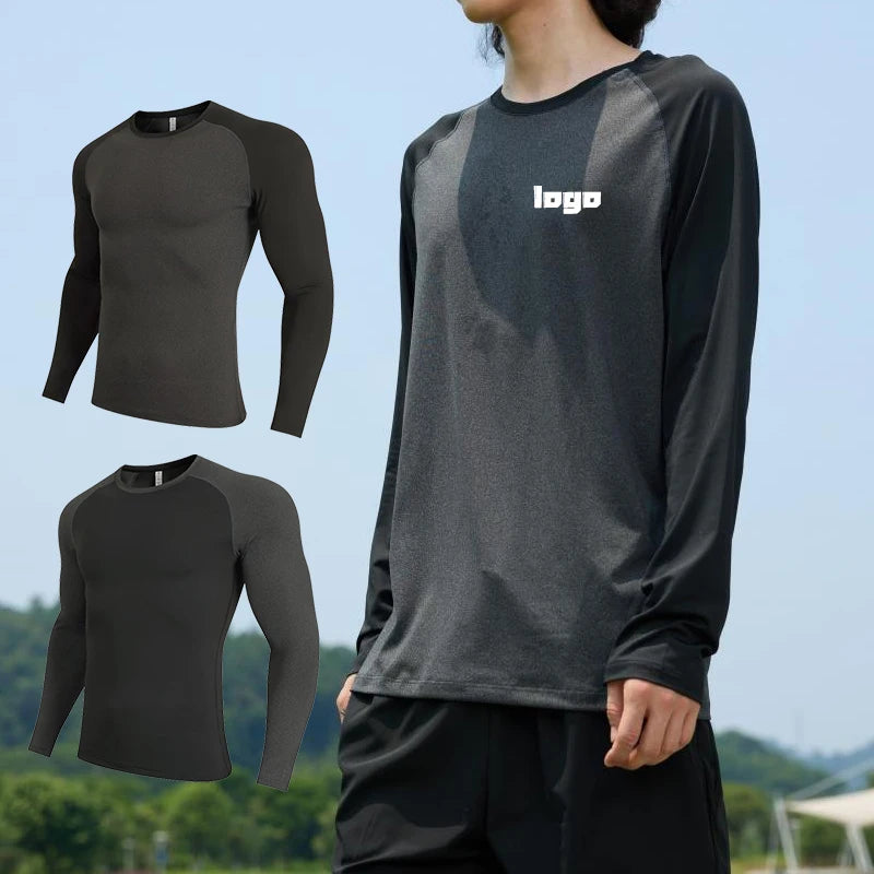 Wholesale Custom Logo Long Sleeve Rash Guard Fitness MMA Shirt Quick Dry Compression Polyester Spandex Blank Solid Woven