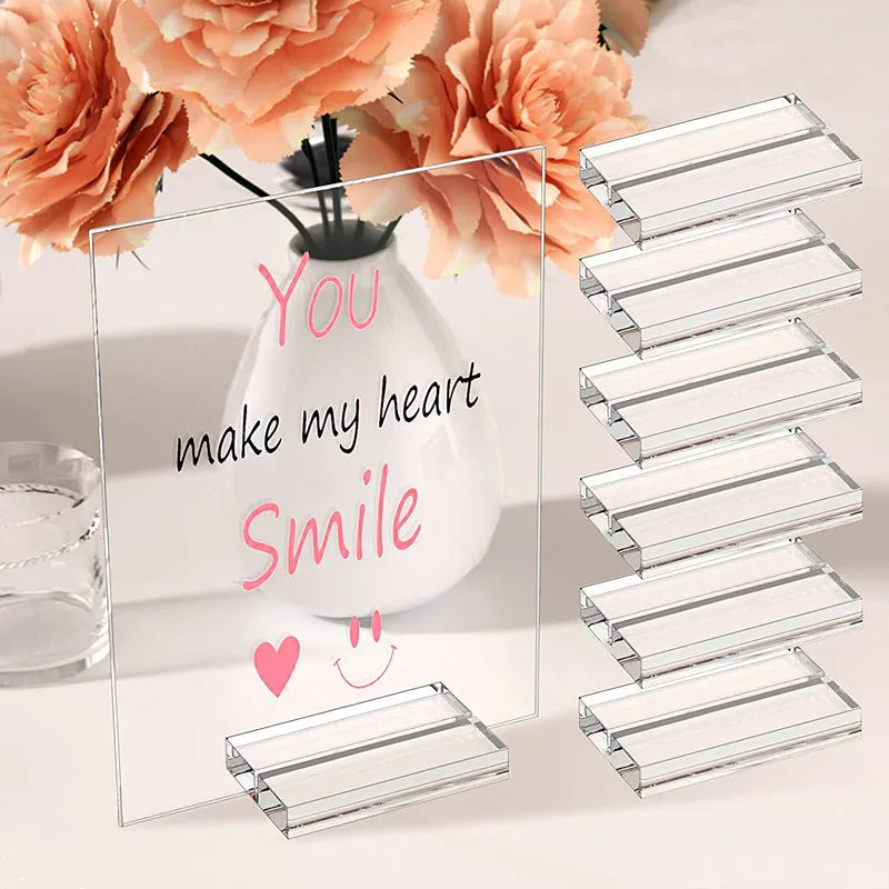 Acrylic Customized Desktop Business Card Holder Table Number Holder Stand Shape Office Desk Name Plate Sign Holder Clear Stand