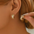 Women's Elegant Daily Accessory Intertwined Copper Alloy Base Fine Cuff Stud Earrings Zircon-Studded Fashion Earrings