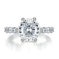 Moissanite Ring Silver VVS Handset White Moissanite Portuguese Cut Round 3ct Moissanite Engagement Ring