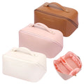 Wholesale Large Capacity Portable PU Leather Cosmetic for Toiletry Organizer Storage Bag Multifunction Makeup Beauty Zipper