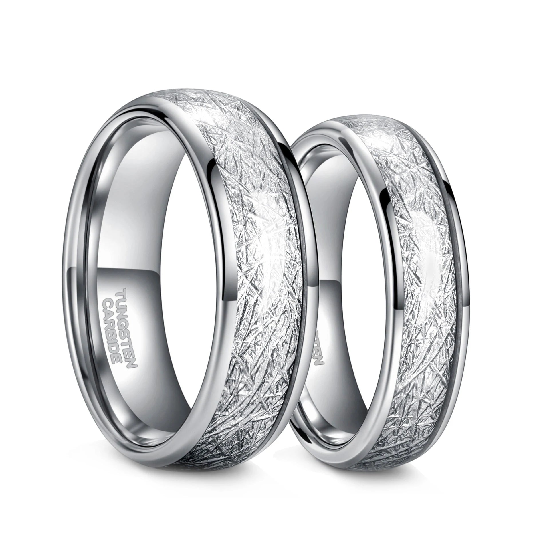 OAHLAN Wholesale 4/6/8mm Tungsten Carbide Rings Men Women Dome Polished Meteorite Inlay Ring Wedding Bands Fashion Jewelry