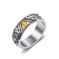 Custom Antique Providence Illuminati Pyramid All Seeing Eye Stainless Steel Male Punk Jewelry Triangle Eye Men Ring