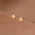 Fashion 925 Sterling Silver Small Rose Flower Shape 18K Gold Plated Stud Earrings Jewelry for Women