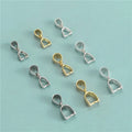 Short Needle 925 Sterling Silver Gold Plated Pinch Clip Clasp Bail for Bracelets Necklace Pendant Jewelry Making Supplies