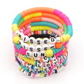 Boho Heishi Polymer Beaded Bracelets with Letters Name Diy Letter Bead and Clay Tablet Bead Bracelet