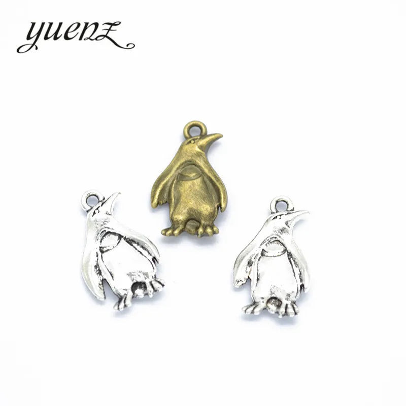 YuenZ Antique Bronze Penguin Charms for Necklace Jewelry Making Trendy Tibetan Silver Charms Metal Pendants 20*12mm D7109