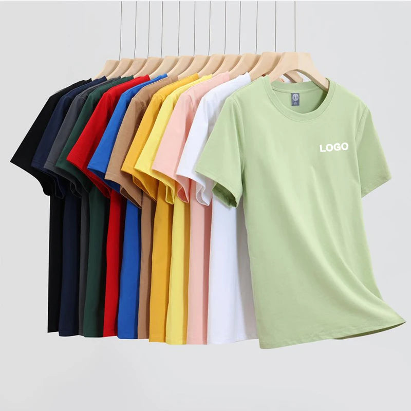 Unisex 220gsm Cotton Polyester Custom Logo T-Shirt Basic Plain Black White Sporty Style Oversized Fit OEM Logo Custom T-Shirt