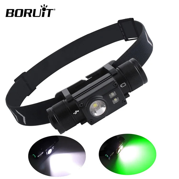 BORUiT Factory Adventure Hunting 850LM LED Headlamp Waterproof 200M Long Range Light 18650 Battery Rechargeable Head Torch