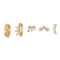 Sweet Style Studs Eco-friendly 925 Silver 18K Gold Plated Hypoallergenic Trendy 5PCS/Set Geometric Zircon Women's Earring Set