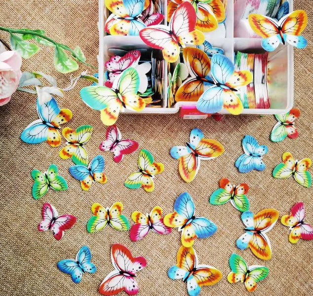 Food Grade Customize Logo Kangkai Cake Supplier Cake Ornament Edible Glutinous Wafer Rice Paper Butterfly for Cake Decorations