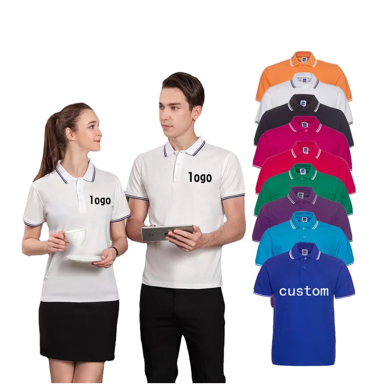 OEM/ODM Custom Brand Solid Blank Embroidered logo Polo Shirts 65 Cotton 35 Polyester Anti-shrink Business Uniform Polo Shirts